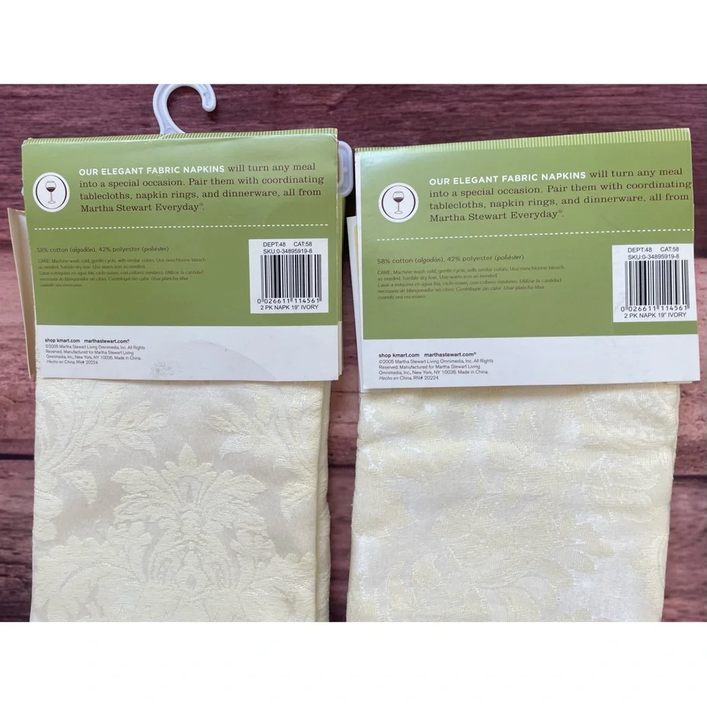 Vintage Martha Stewart Set Of Fabric Classic Damask Ivory Napkins